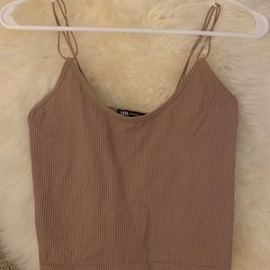 zara beige strappy tank